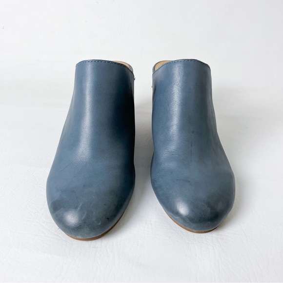 Latigo Distressed Denim Blue Genuine Leather Wood Heel Mules/Clogs - Picture 5 of 13